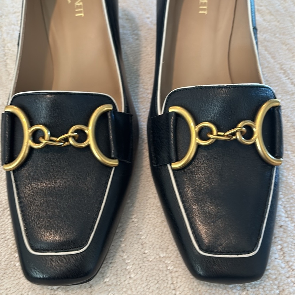 LK Bennett Black Leather Loafers with Gold Accent EUC - Picture 5 of 6